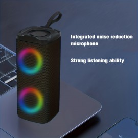 [Portable Wireless Speaker] 1pc Multifunctional Wireless Portable Speaker with LED Lights, USB-C Charging, 5W Stereo Sound, 7-Color Changing Lights, Compact Design for Home & Outdoor Use - Black, Portable Wireless Speaker, Outdoor Audio, Modern Audio Gear, Durable Audio Device, Wireless Speaker, Powerful Wireless Speaker