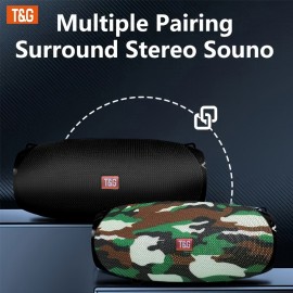 T&G TG534 Portable Wireless Stereo Speaker -IPX4 water resistant, Dual-Speaker TWS System with Subwoofer, Hands-Free Calling, FM Radio, TF Card & USB Playback - Compatible with Smartphones, Tablets, TVs - Ideal Gift for Music Lovers, Portable