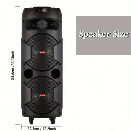 Portable Bluetooth PA Speaker - Dual 8'' Karaoke Speaker System with Microphone, Remote Control & Built-in Rechargeable Battery, MP3/USB/SD, LED Battery Indicator Lights - QS-2821