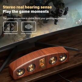 [Wireless Smart Soundbar] Wireless Smart Soundbar | 5.0 Channel Speaker System with Subwoofer - Home Theater Stereo, Compatible with TV/PC/Smartphone/Tablet - Elegant Wood Grain Finish - Portable Design with Low Frequency, Type-C, and 5-Watt Max Power for Rich Bass and Clear Sound - Ideal for Parties, Gaming, Movies - Perfect Gift for Music Lovers