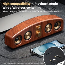 [Wireless Smart Soundbar] Wireless Smart Soundbar | 5.0 Channel Speaker System with Subwoofer - Home Theater Stereo, Compatible with TV/PC/Smartphone/Tablet - Elegant Wood Grain Finish - Portable Design with Low Frequency, Type-C, and 5-Watt Max Power for Rich Bass and Clear Sound - Ideal for Parties, Gaming, Movies - Perfect Gift for Music Lovers