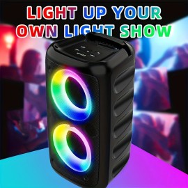 HY-3317 Wireless Outdoor Speaker: Subwoofer, mic, TWS, TF/AUX, disco lights, ideal for smartphones, tablets, karaoke, portable.
