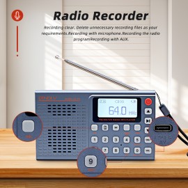 A full-band MP3 wireless connection music radio, 2000mAh high-capacity battery, ultra-long standby, TYPE-C interface charging/AUX input/3.5mm headphone interface, you can display the lyrics (TF card with lyrics files to display) friends and family, send parents, Lyric Display, Portable Audio, Modern Radio, Handheld Player, Durable Build, Typec Charging, Large Capacity Battery, Wireless Receiver, Listening, Music Lovers