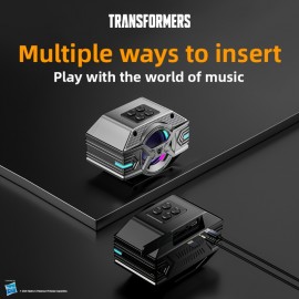 Transformers portable Bluetooth speaker, wireless portable Bluetooth speaker, desktop speaker supports Bluetooth/TF/AUX mode, full bass, high-fidelity sound quality, 360° surround sound, TWS pairing, built-in microphone, lanyard design