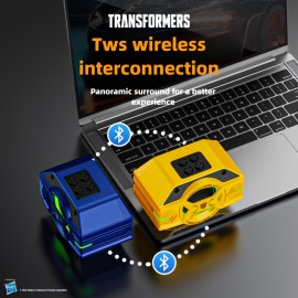 Transformers portable Bluetooth speaker, wireless portable Bluetooth speaker, desktop speaker supports Bluetooth/TF/AUX mode, full bass, high-fidelity sound quality, 360° surround sound, TWS pairing, built-in microphone, lanyard design