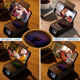 3-in-1 Phone Stand Speaker & Digital Clock with Wireless, Stereo Sound, Built-in Mic, USB-C Charging, RGB-Free Color-Changing - Smart Dock for Smartphones/Tablets, Ideal Gift for Men/Women, Home, Office, Travel & Camping (No Adapter