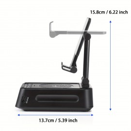 3-in-1 Phone Stand Speaker & Digital Clock with Wireless, Stereo Sound, Built-in Mic, USB-C Charging, RGB-Free Color-Changing - Smart Dock for Smartphones/Tablets, Ideal Gift for Men/Women, Home, Office, Travel & Camping (No Adapter