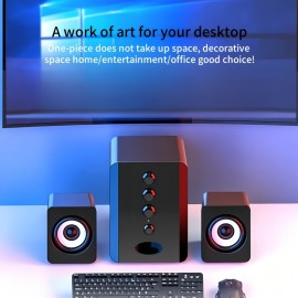 2.1 Channel Combo Speaker System with Subwoofer - USB Powered, Stereo Sound for PC, Laptop, Game Console, TV, and More - Ideal for Home Entertainment, Gaming, and Outdoor Activities, Entertainment System|Modern Speaker Design|Durable Build Quality, 2.1 Channel Sound