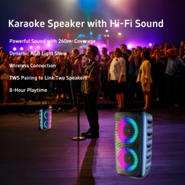 Portable Speaker, Wireless Speaker with Microphone, Large Speaker, Subwoofer, Party Disco Light, TWS, TF, AUX, MIC, Suitable for Party Use, Outdoor Wireless Speaker [Five Holiday Gifts]
