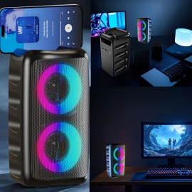 Portable Speaker, Wireless Speaker with Microphone, Large Speaker, Subwoofer, Party Disco Light, TWS, TF, AUX, MIC, Suitable for Party Use, Outdoor Wireless Speaker [Five Holiday Gifts]