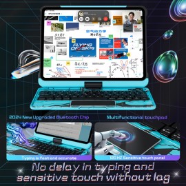 Suitable For IPad 10th Generation Protective Case With Keyboard Lazy Bracket 7-color Backlight Lifting And Rotating Pen Holder Storage Wireless Magic Keyboard Protective Case For 2022 New IPad 10th Generation 10.9 Inch/iPad Air 13 Inch M3/M4 (pink)