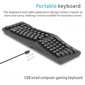Human Ergonomics Wired 69-Key Compact Keyboard with RGB Backlighting, Transparent Gaming Design, Portable and Comfortable for Home Office Use, USB Powered, Gaming Keyboard, Ergonomic Keyboard, Modern Keyboard