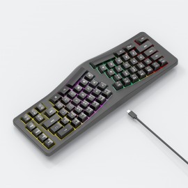 Human Ergonomics Wired 69-Key Compact Keyboard with RGB Backlighting, Transparent Gaming Design, Portable and Comfortable for Home Office Use, USB Powered, Gaming Keyboard, Ergonomic Keyboard, Modern Keyboard