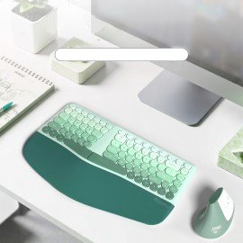 2.4Ghz Wireless Split Keyboard and Mouse Colorful Ergonomic Keyboard with Wrist Rest Multi Device Keyboard Mouse Combo for Laptop/Desktop