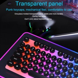 Mechanical Keyboard Wired Illuminated Keyboard Retro Punk Keycaps Gaming E-Sports Office Desktop Computer Peripheral USB Plug and Play Mechanical Feel Mixed Color Backlit, Keyboard for Computer, Gaming Keyboard, Punk Style Keys, Durable Keycaps, E-Sports Gear, Punk Aesthetic, Sturdy Construction, Usbpowered Keyboard, Streamers, Office Workers