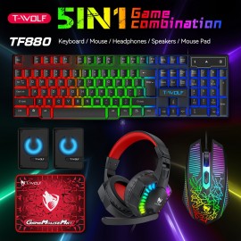 5-in-1 RGB Gaming PC Setup Bundle: RGB Backlit Keyboard, Mouse, Headphones, Speakers & Mouse Pad with, RGB Sync Compatible (No External Switches) - Complete Computer Kit for PC Gamers