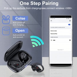 Wireless Earbuds 5.4 Headphones Sports, 75H Stereo Deep Bass Over-Ear with Earhooks, 4 ENC Mic, LED Display for Running Workout Exercise Gym, Exercise Audio Gear, Ergonomic Fit, Premium Audio, Noise Isolation, Music Lovers