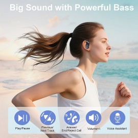 Wireless Earbuds 5.4 Headphones Sports, 75H Stereo Deep Bass Over-Ear with Earhooks, 4 ENC Mic, LED Display for Running Workout Exercise Gym, Exercise Audio Gear, Ergonomic Fit, Premium Audio, Noise Isolation, Music Lovers