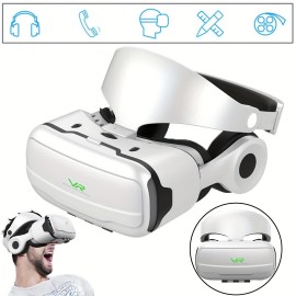 4K Virtual Reality Helmet for Smartphones - Ergonomic Design, Multifunctional Buttons, No Battery Needed, Blue HD Lenses, 6.5-Inch Screen, Wide Field of Vision, VR Headset for Hands-Free Us