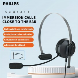[Philips ENC Headset] Philips Noise-Canceling Headset with Microphone | Semi-Open Back Design, 3.5mm Jack, Volume Control, Ideal for Customer Service, Office, and Mobile Phone Use