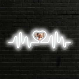 Personalized LED Neon Heart Photo Light - USB Powered, Customizable Wall Decor with Love Design, Perfect Gift for Couples, Weddings, Birthdays, Valentine's Day, Mother's Day, Home Decor