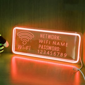 Customizable WiFi Name and Password Sign - USB-Powered LED Neon WiFi Router, Network & Password Fields, Modern Blue Lighting for Home, Office, Cafe, Party Decor - Easy Installation with On/Off Switch Control, Cafe Decoration, Contemporary Design, Durable Plastic, Cafe Owners