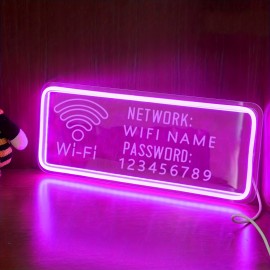 Customizable WiFi Name and Password Sign - USB-Powered LED Neon WiFi Router, Network & Password Fields, Modern Blue Lighting for Home, Office, Cafe, Party Decor - Easy Installation with On/Off Switch Control, Cafe Decoration, Contemporary Design, Durable Plastic, Cafe Owners