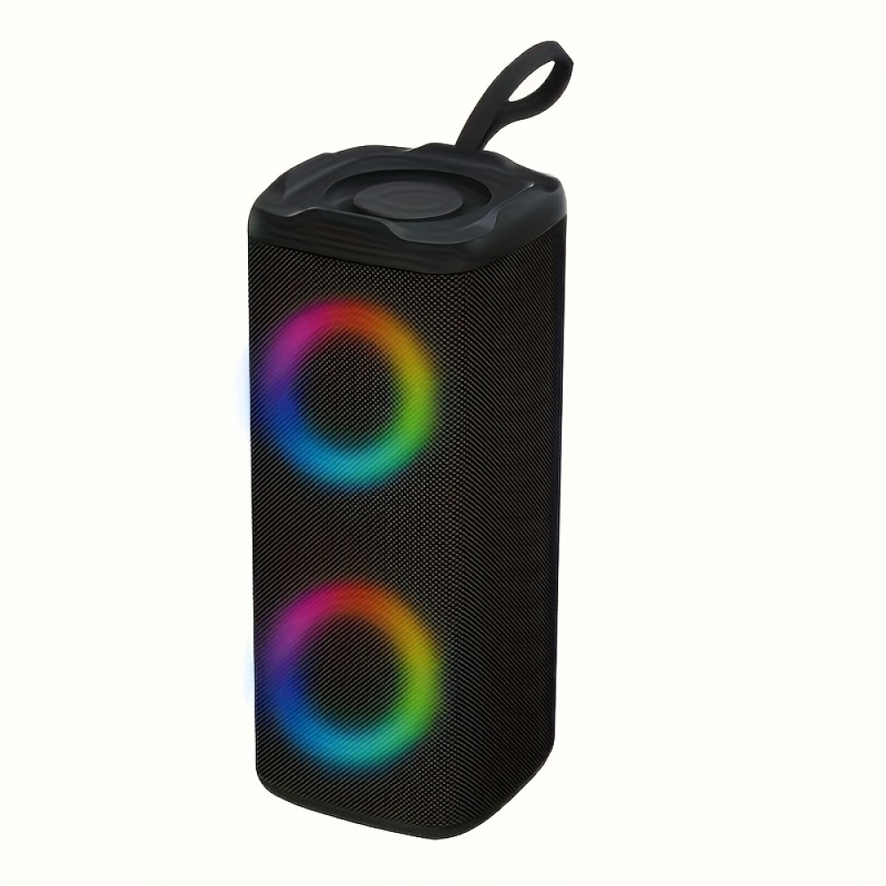 [Portable Wireless Speaker] 1pc Multifunctional Wireless Portable Speaker with LED Lights, USB-C Charging, 5W Stereo Sound, 7-Color Changing Lights, Compact Design for Home & Outdoor Use - Black, Portable Wireless Speaker, Outdoor Audio, Modern Audio Gear, Durable Audio Device, Wireless Speaker, Powerful Wireless Speaker