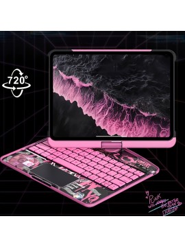 Suitable For IPad 10th Generation Protective Case With Keyboard Lazy Bracket 7-color Backlight Lifting And Rotating Pen Holder Storage Wireless Magic Keyboard Protective Case For 2022 New IPad 10th Generation 10.9 Inch/iPad Air 13 Inch M3/M4 (pink)