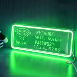 Customizable WiFi Name and Password Sign - USB-Powered LED Neon WiFi Router, Network & Password Fields, Modern Blue Lighting for Home, Office, Cafe, Party Decor - Easy Installation with On/Off Switch Control, Cafe Decoration, Contemporary Design, Durable Plastic, Cafe Owners