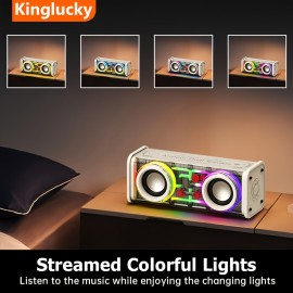 V8 Portable Wireless Bass Speaker with Subwoofer, BT 5.3, Stereo Speaker with Dual Speakers, Hifi Stereo Sound, Color-Changing LED Light, Booming Bass, Large Volume