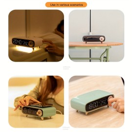 Retro Desktop Wireless Speaker, 15W with Charging Function, Clock Alarm & Temperature Display, Ambient Light - Multi-Functional Creative Design for Bedside/Office Use or as a Gift, Home Decor Gadget, Bedside Speaker, Stylish Decor, Vintage Aesthetic, Sleek Material, Compact Build, Multifunctional Device, Office Workers, Home Users