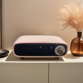 Retro Desktop Wireless Speaker, 15W with Charging Function, Clock Alarm & Temperature Display, Ambient Light - Multi-Functional Creative Design for Bedside/Office Use or as a Gift, Home Decor Gadget, Bedside Speaker, Stylish Decor, Vintage Aesthetic, Sleek Material, Compact Build, Multifunctional Device, Office Workers, Home Users