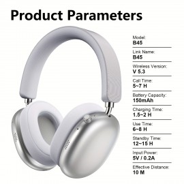 Wireless Headphones - Over-Ear Headphones with Built-in Mic, USB-Powered (Type-C Charging), Noise Cancelling, Compatible with PC, Phone, Tablet, Gaming, TV, Movie