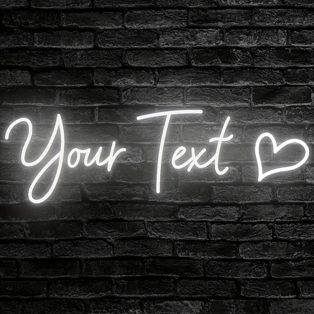 1pc Adjustable LED Neon Light - USB Powered Custom Text Acrylic Wall Decor, Heart Design, Button Control, Perfect for Weddings, Home, Parties, Anniversaries, Christmas, Thanksgiving, Valentine'S Day Celebrations, Neon Light Sign Personalised, Neon Sign Personalised, Bedroom Light/lamp, Table Lamp, Night Light, Room Decor, Lamp
