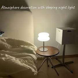 Creative USB Lamp Light | LED Atmosphere Table Lamp | Hamburger Night Light | USB Powered | White Orange Available | Three Color Adjustable Light | Cold Light Warm Light Neutral Light, Decorative Lighting | Modern Minimalist Design | Durable Plastic
