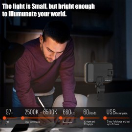 LED Rechargeable Clip Fill  Conference Light with Front & Back Clip, Adjusted 3 Light Modes for Phone, iPhone, Android, iPad, Laptop, for Makeup, TikTok, Selfie, Vlog