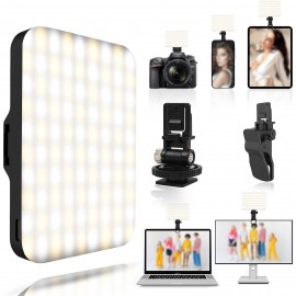 LED Rechargeable Clip Fill  Conference Light with Front & Back Clip, Adjusted 3 Light Modes for Phone, iPhone, Android, iPad, Laptop, for Makeup, TikTok, Selfie, Vlog