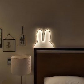 1pc Cute Bunny LED Night Light - Pastel Bedroom, Office, Desk Decor - USB-Powered Wall or Tabletop Lamp - Ideal Gift for Women, Teens, Valentine's, Mother's Day - Minimalist Rabbit Lighting Fixture