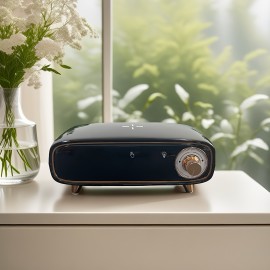 Retro Desktop Wireless Speaker, 15W with Charging Function, Clock Alarm & Temperature Display, Ambient Light - Multi-Functional Creative Design for Bedside/Office Use or as a Gift, Home Decor Gadget, Bedside Speaker, Stylish Decor, Vintage Aesthetic, Sleek Material, Compact Build, Multifunctional Device, Office Workers, Home Users